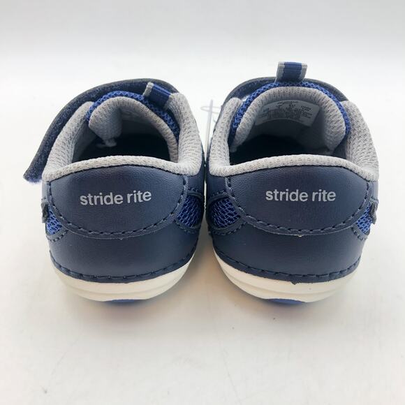 Stride Rite SM Apollo Boys Sneaker Size 4 Wide Blue White Kids Shoe NIB - Picture 9 of 11
